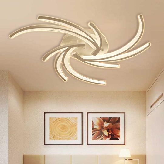 Modern Swirl Flush Mount Lamp - Acrylic Ceiling Fixture With 3/4/5 Lights For White Bedroom