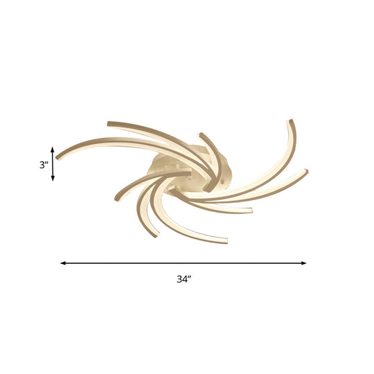 Modern Swirl Flush Mount Lamp - Acrylic Ceiling Fixture With 3/4/5 Lights For White Bedroom