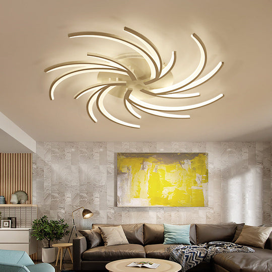 Modern Swirl Flush Mount Lamp - Acrylic Ceiling Fixture With 3/4/5 Lights For White Bedroom