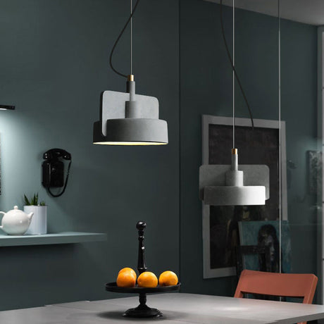 Geometric Cement Pendant Light - Industrial Style Grey/Beige/Pink 6/8/9W