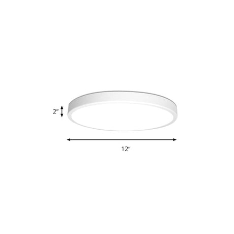 Modern White Led Flush Mount Light - Ultra Thin Ceiling Lighting With Acrylic Shade For Bedroom