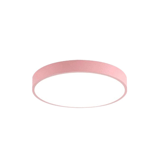Modern Kids Bedroom Ceiling Light: Acrylic Round Flush Mount Pink / 12 Warm