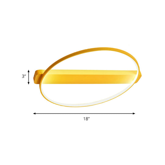 Led Bedroom Ceiling Light - Kid’s Modern Semi Flush With Acrylic Ring