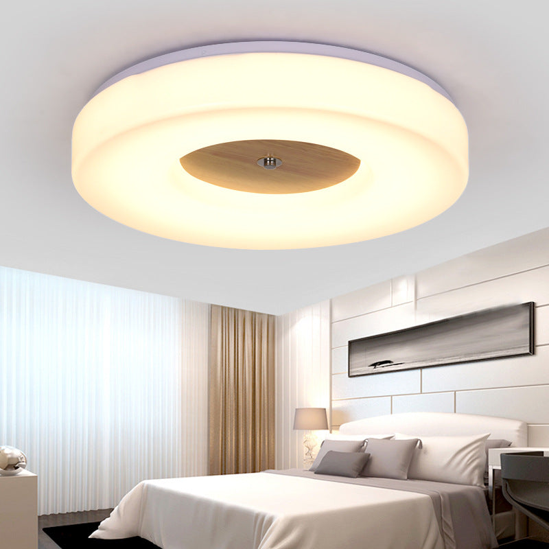 Modern Flush Ceiling Light - Wood And Acrylic Construction Led 8’/13’/15’/19’ Wide Warm