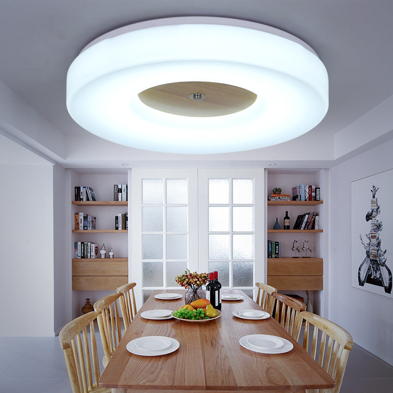 Modern Flush Ceiling Light - Wood And Acrylic Construction Led 8/13/15/19 Wide Warm Lighting Ideal