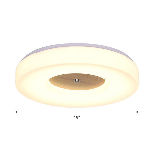 Modern Flush Ceiling Light - Wood And Acrylic Construction Led 8/13/15/19 Wide Warm Lighting Ideal