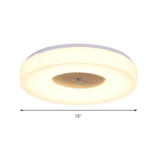 Modern Flush Ceiling Light - Wood And Acrylic Construction Led 8’/13’/15’/19’ Wide Warm
