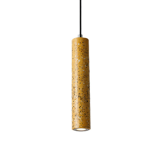 Nordic Concrete Pendant Light - 1-Light Black/White/Yellow Suspension