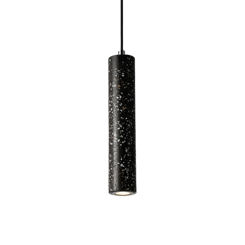Nordic Concrete Tube Pendant Lighting - 1 Light Black/White/Yellow Suspension