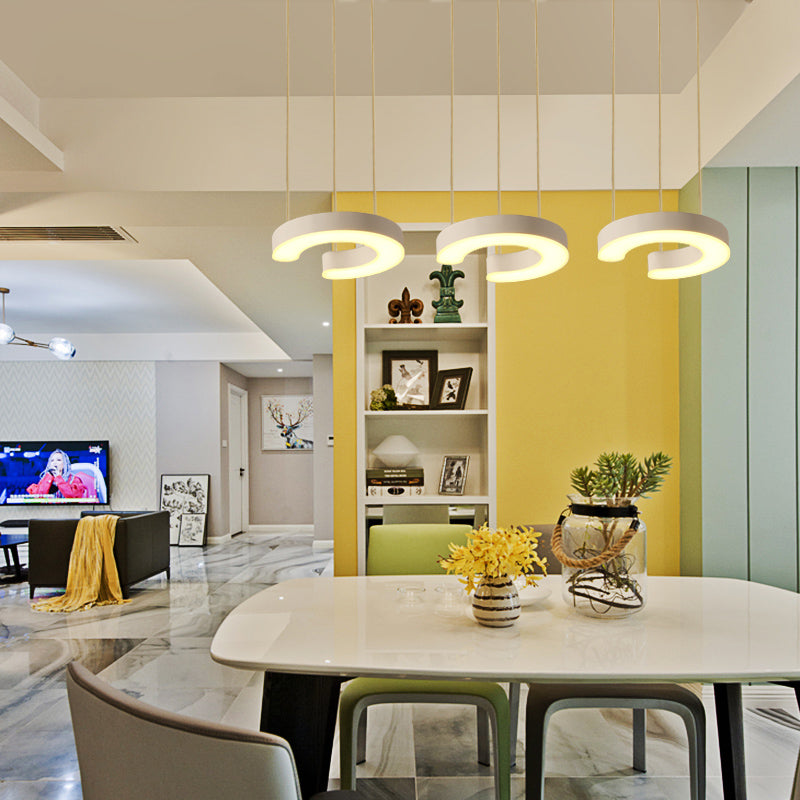 C-Shaped Led Pendant Lamp Kit - Minimalist Metal Design With Warm/White Light And Round/Linear