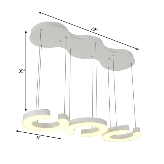 C-Shaped Hanging Led Pendant Lamp With Minimalist Metal Design In Warm/White Light