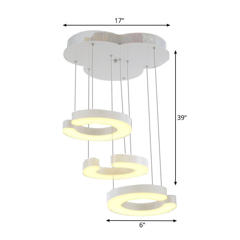 C-Shaped Led Pendant Lamp Kit - Minimalist Metal Design With Warm/White Light And Round/Linear