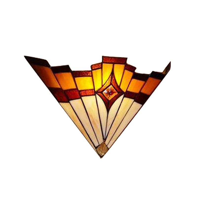 Mission Style Stained Glass Wall Sconce: Triangle Design Indoor Lighting For Hallways