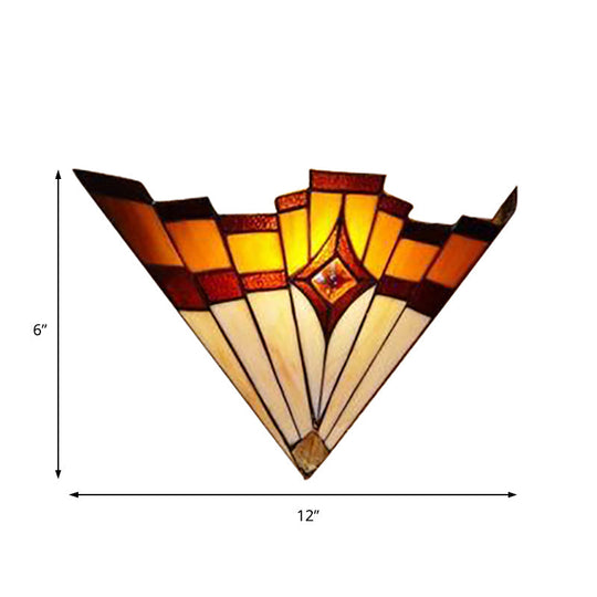 Mission Style Stained Glass Wall Sconce: Triangle Design Indoor Lighting For Hallways