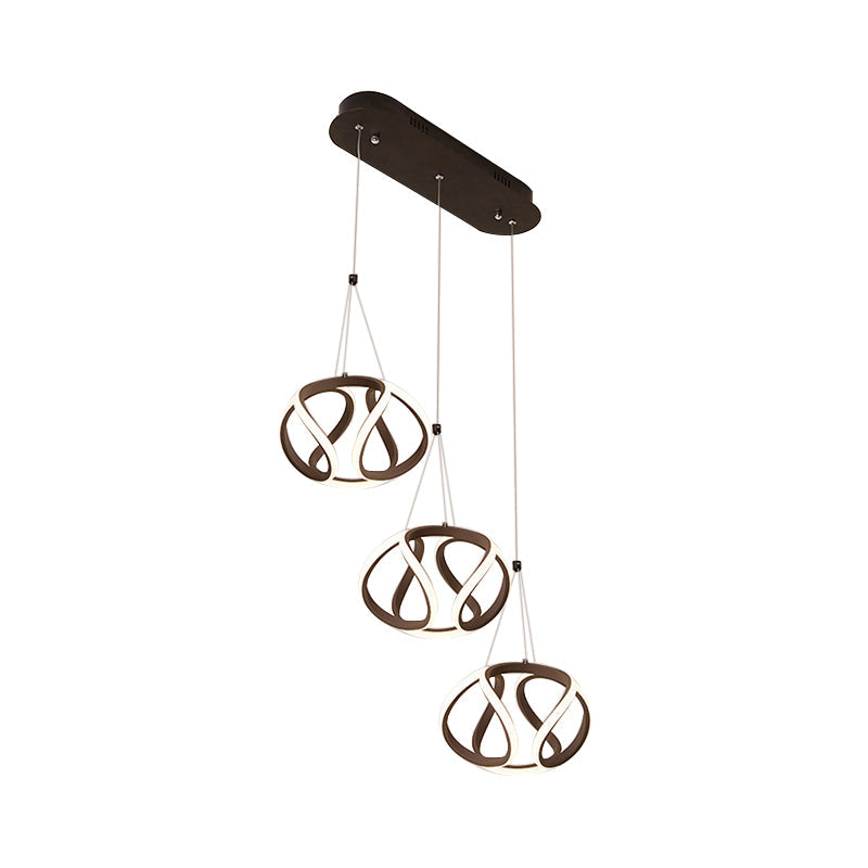 Modern Waving Brown Pendant Light: Acrylic Island Ceiling Lamp With Adjustable Cords