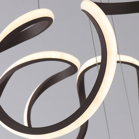 Modern Waving Brown Pendant Light: Acrylic Island Ceiling Lamp With Adjustable Cords