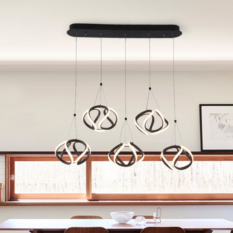 Modern Waving Brown Pendant Light: Acrylic Island Ceiling Lamp With Adjustable Cords 5 /