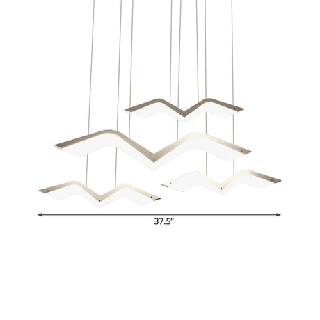 Seagull Multi Light Pendant: Sleek Acrylic Shade Led Hanging Lamp In White (2/3/4/5 Seater)