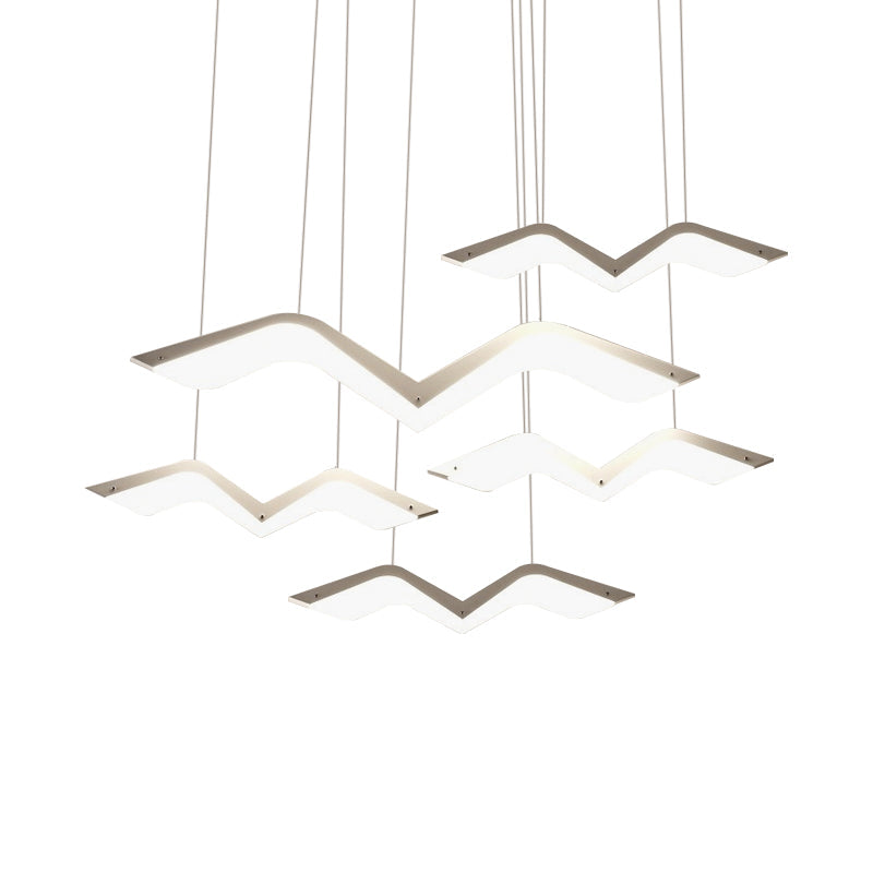 Seagull Multi Light Pendant Led Hanging Lamp In Elegant White Acrylic Shade - Choose From 2 3 4 Or