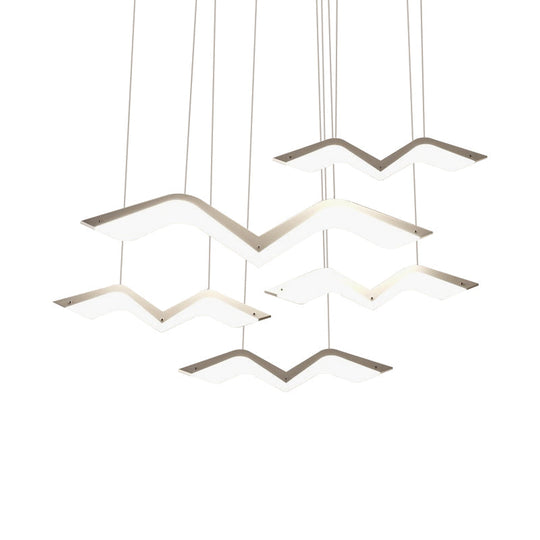 Seagull Multi Light Pendant Led Hanging Lamp In Elegant White Acrylic Shade - Choose From 2 3 4 Or