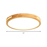 Japanese Style Led Ceiling Lamp In Beige - Circular Mount Wood Finish 12/16/19.5 Inch Wide Perfect