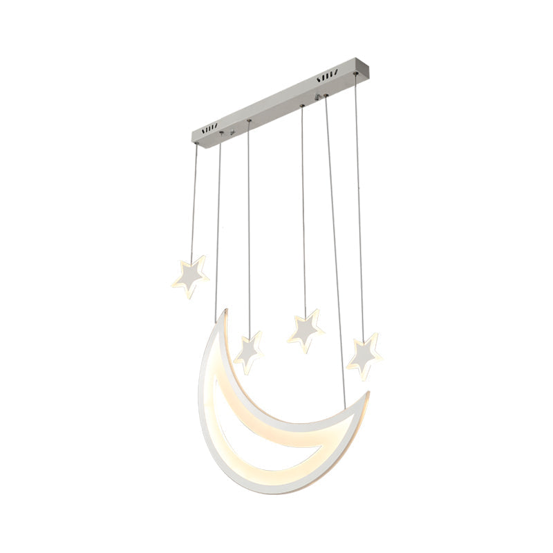 Modern Acrylic Led Ceiling Light - Moon And Stars Design 5/9 Lights Dining Room Pendant Warm/White