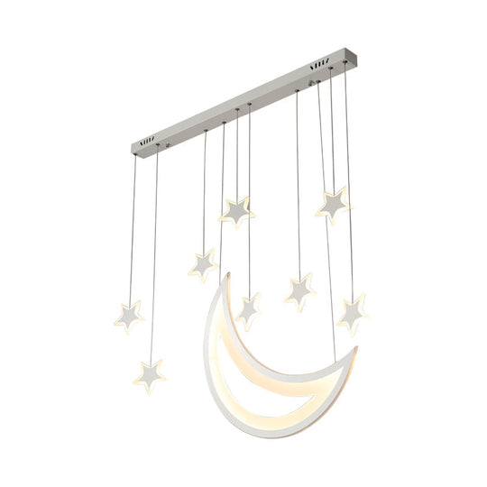Modern Acrylic Led Ceiling Light With Moon And Stars Design - Perfect For Dining Room Kitchen