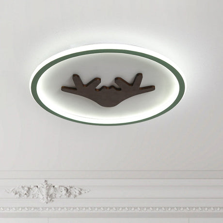 Modern Led Deer Flush Mount Acrylic Ceiling Light For Bedroom - Grey/White/Green Green / B