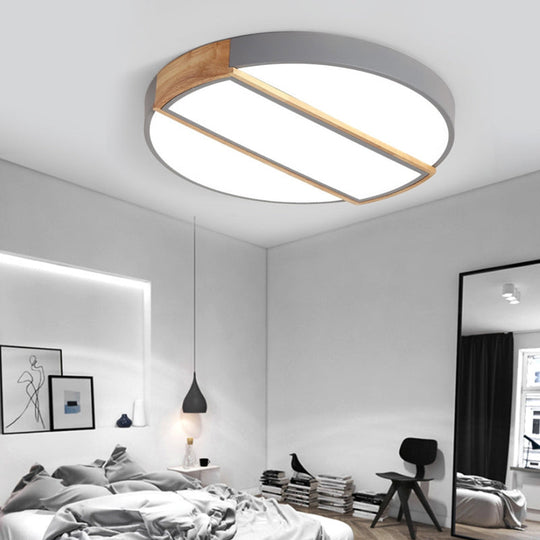 Nordic Circle Led Flush Mount Light - Acrylic Diffuser 12’/16’/19.5’ Width Ceiling Lamp In