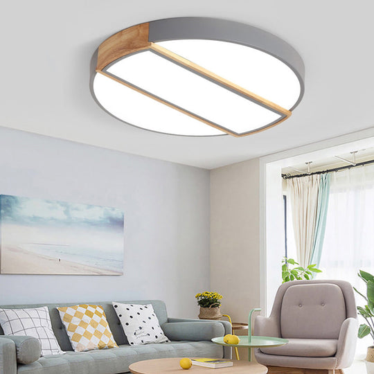 Nordic Circle Led Flush Mount Light - Acrylic Diffuser 12/16/19.5 Width Ceiling Lamp In