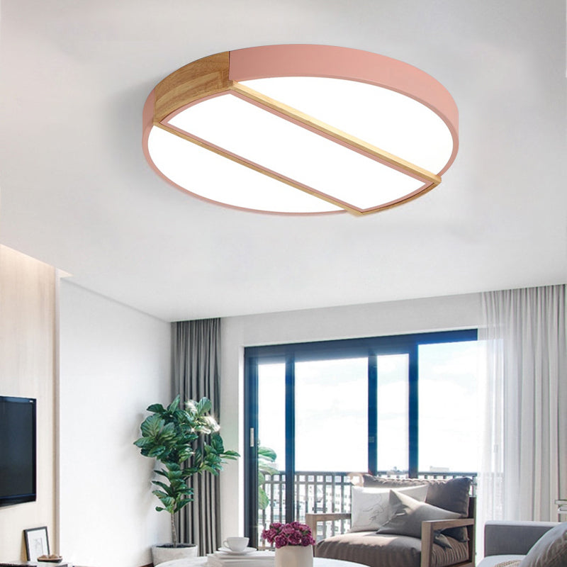 Nordic Circle Led Flush Mount Light - Acrylic Diffuser 12’/16’/19.5’ Width Ceiling Lamp In