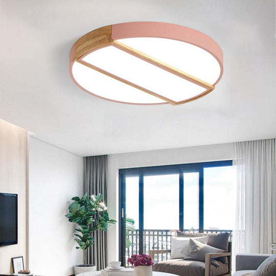 Nordic Circle Led Flush Mount Light - Acrylic Diffuser 12’/16’/19.5’ Width Ceiling Lamp In