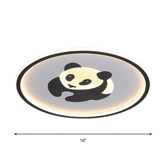 Panda Kids Acrylic Led Flush Mount Light: Black Flushmount Lighting For Bedroom Warm/White Light