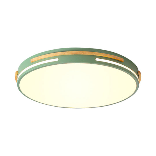 Simplicity Led Acrylic Flush Mount Light Fixture For Living Room - White/Green Round Design