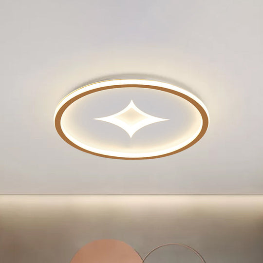 Simple Round Flush Mount Lamp: Acrylic Black/Gold Led Lighting Warm/White Light For Bedroom