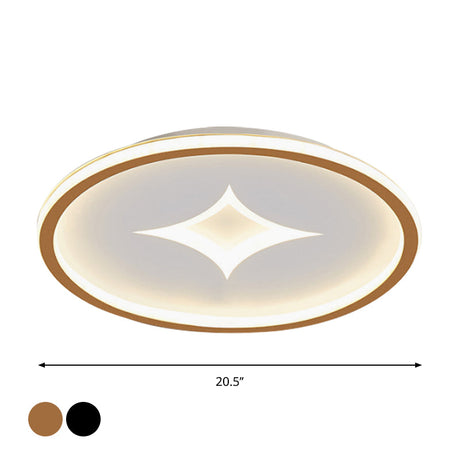 Simple Round Flush Mount Lamp: Acrylic Black/Gold Led Lighting Warm/White Light For Bedroom