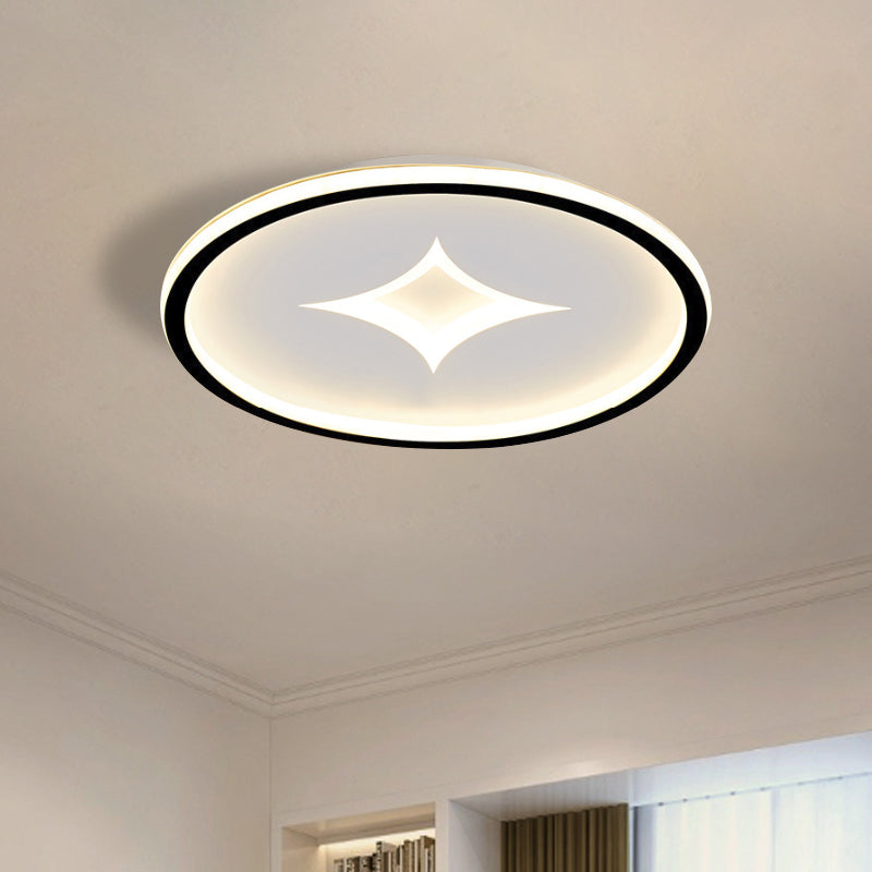 Simple Round Flush Mount Lamp: Acrylic Black/Gold Led Lighting Warm/White Light For Bedroom