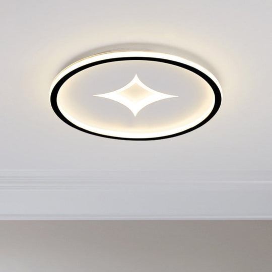 Simple Round Flush Mount Lamp: Acrylic Black/Gold Led Lighting Warm/White Light For Bedroom