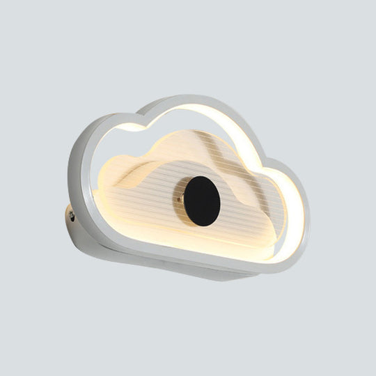 Nordic Acrylic Heart/Cloud Led Wall Light Fixture For Bedroom - Black/White