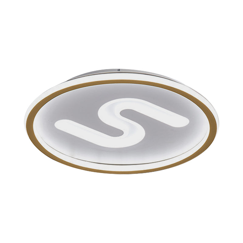 Contemporary S - Shaped Acrylic Ceiling Light Fixture - Black/Gold Led Flush Mount With Warm/White