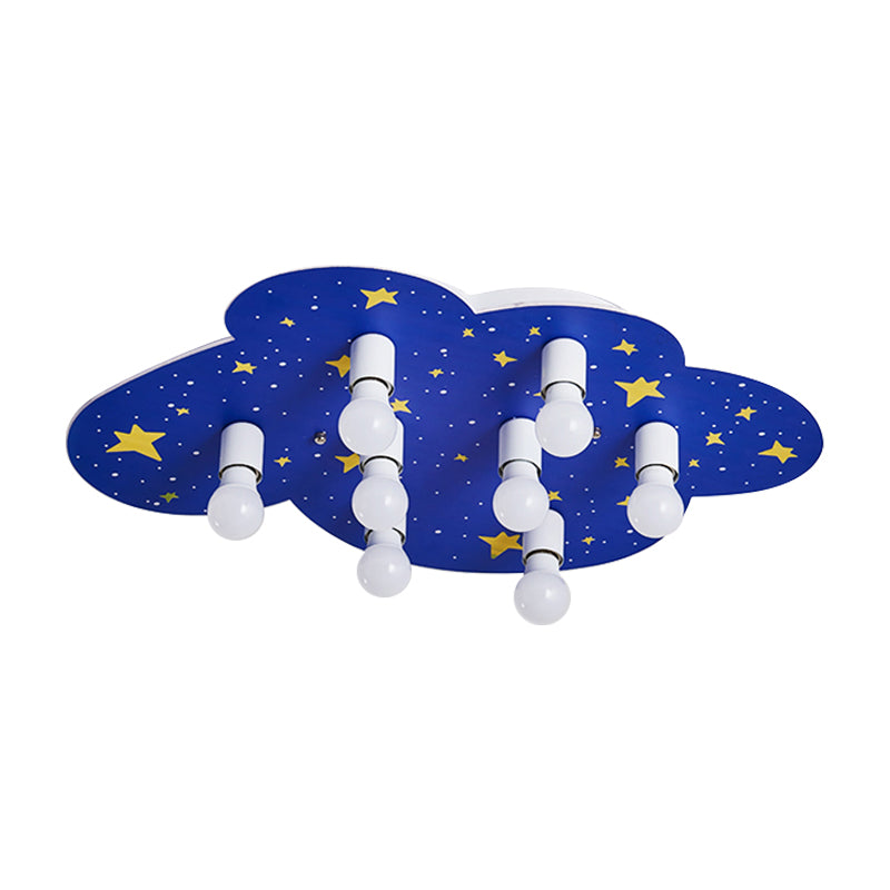Cartoon Acrylic 8 - Light Starry Sky Ceiling Mount Lamp - Blue Flush For Kids Room