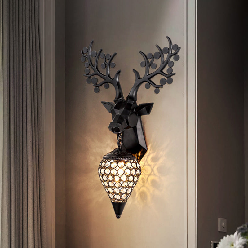 Diamond Cage Metal Wall Lamp - Vintage 1-Bulb Lighting In Black/Silver/Gold Black