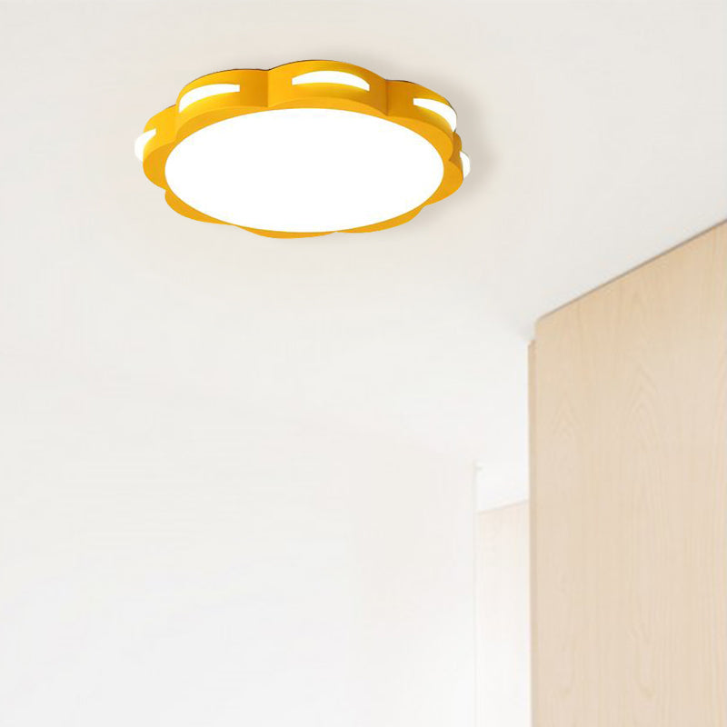 Flush Mount Macaron Led Ceiling Light With Acrylic Floral Shade - Ideal For Girls Bedroom