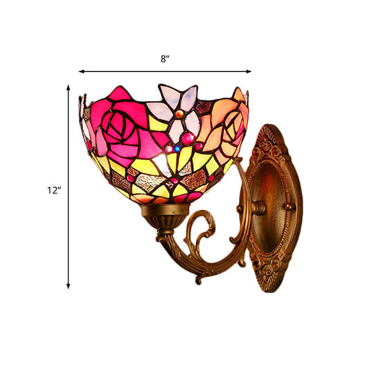 Lodge Flower Wall Sconce With Curved Arm - Stylish Mini Lighting For Living Room