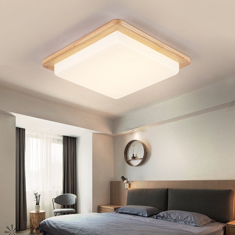 Japanese Style Square Ceiling Light Wood Led Flush Mount - Wide Range Selection (12.5/14/18/22)