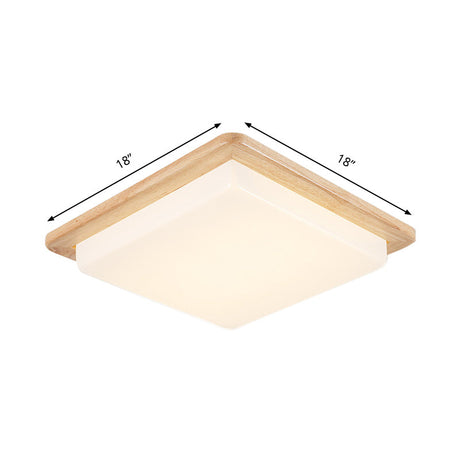 Japanese Style Square Ceiling Light Wood Led Flush Mount - Wide Range Selection (12.5/14/18/22)