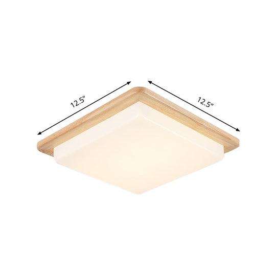 Japanese Style Square Ceiling Light Wood Led Flush Mount - Wide Range Selection (12.5/14/18/22)