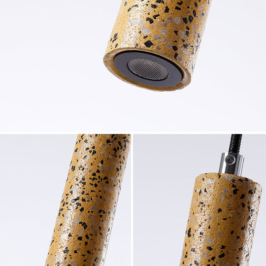 Nordic Style Concrete Pendant Light - 12’/21.5’H Tube 1 Black/White/Yellow