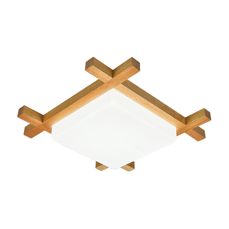 Modern Square Acrylic Wood Ceiling Lamp - White Led Flush Mount 15/19/23.5 Width Ideal For Bathroom
