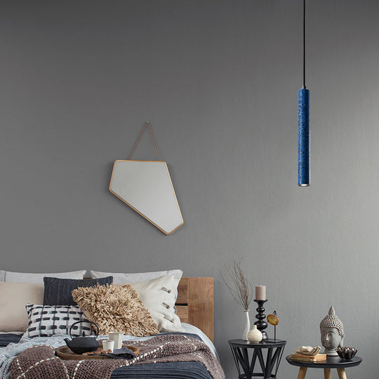 Nordic Cement Tube Pendant Light - 1 Yellow/Blue/Green 12’/21.5’H